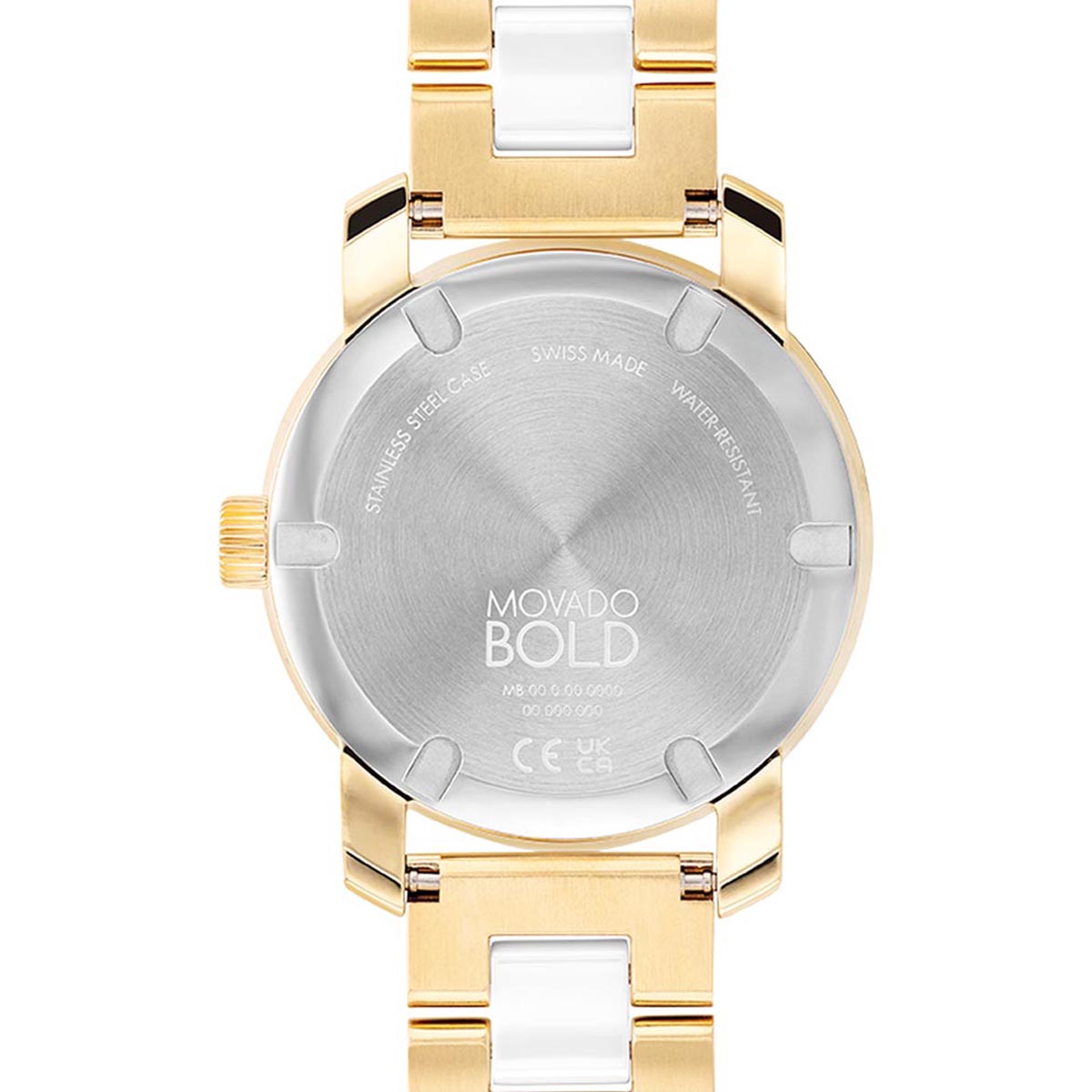Movado Bold Womens Watch with White Dial and Gold Tone Ion Plated and Ceramic Bracelet (Swiss quartz movement)