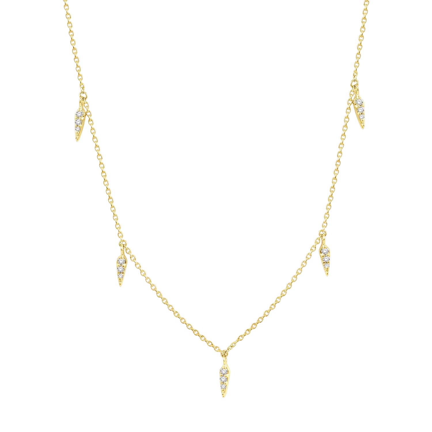 Diamond Station Necklace in 14kt Yellow Gold (1/10ct tw)