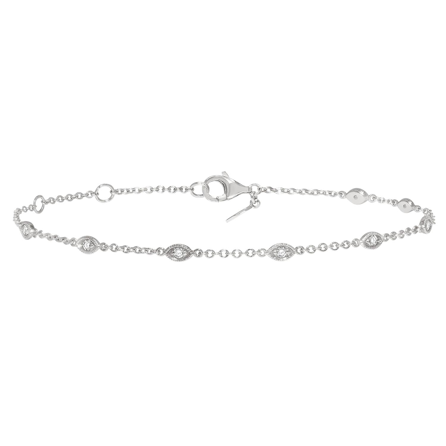 Diamond Marquise Bezel Station Bracelet in 10kt White Gold (1/7ct tw)