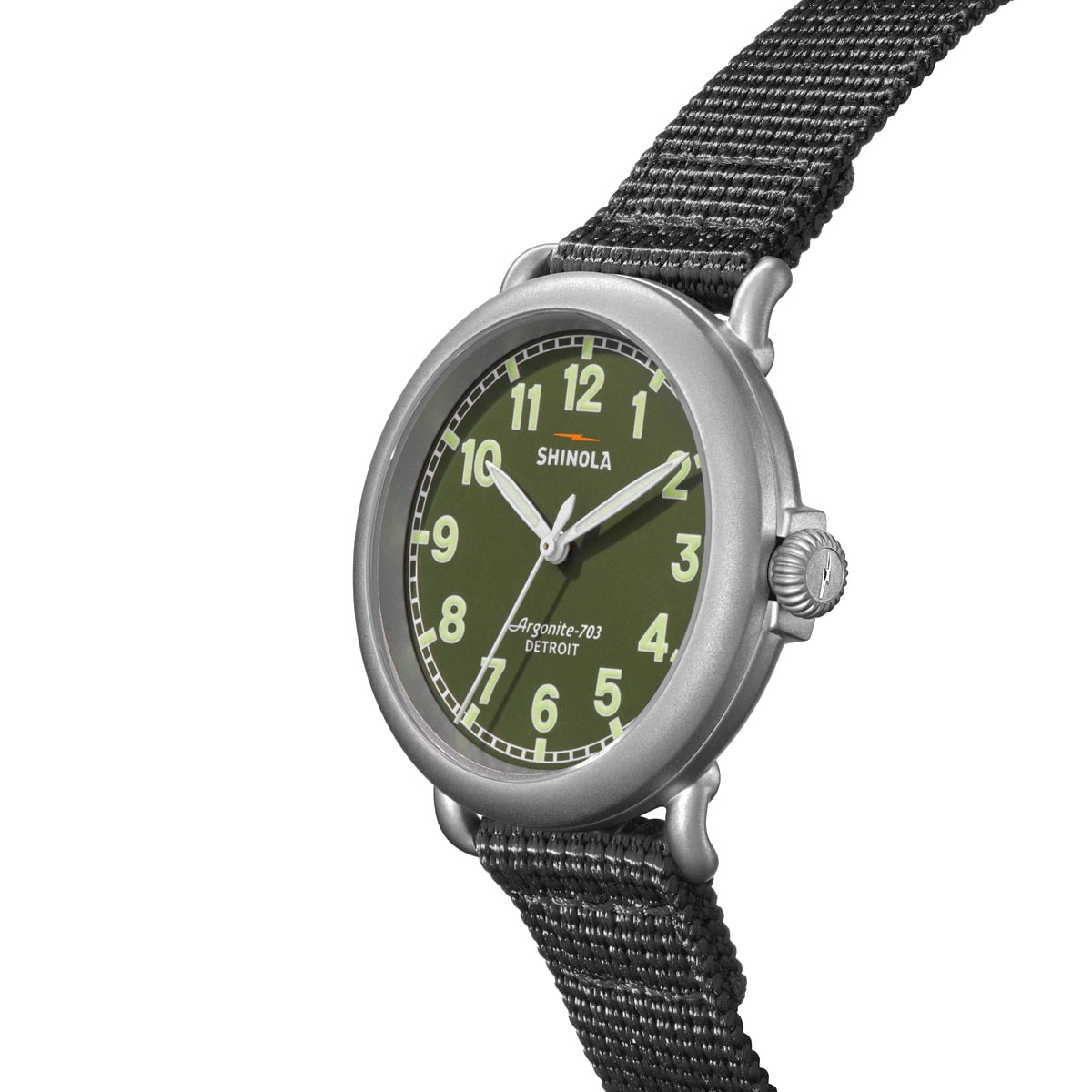 Shinola Runwell Field Mens Watch with Green Dial and Black Nylon Strap (quartz movement)