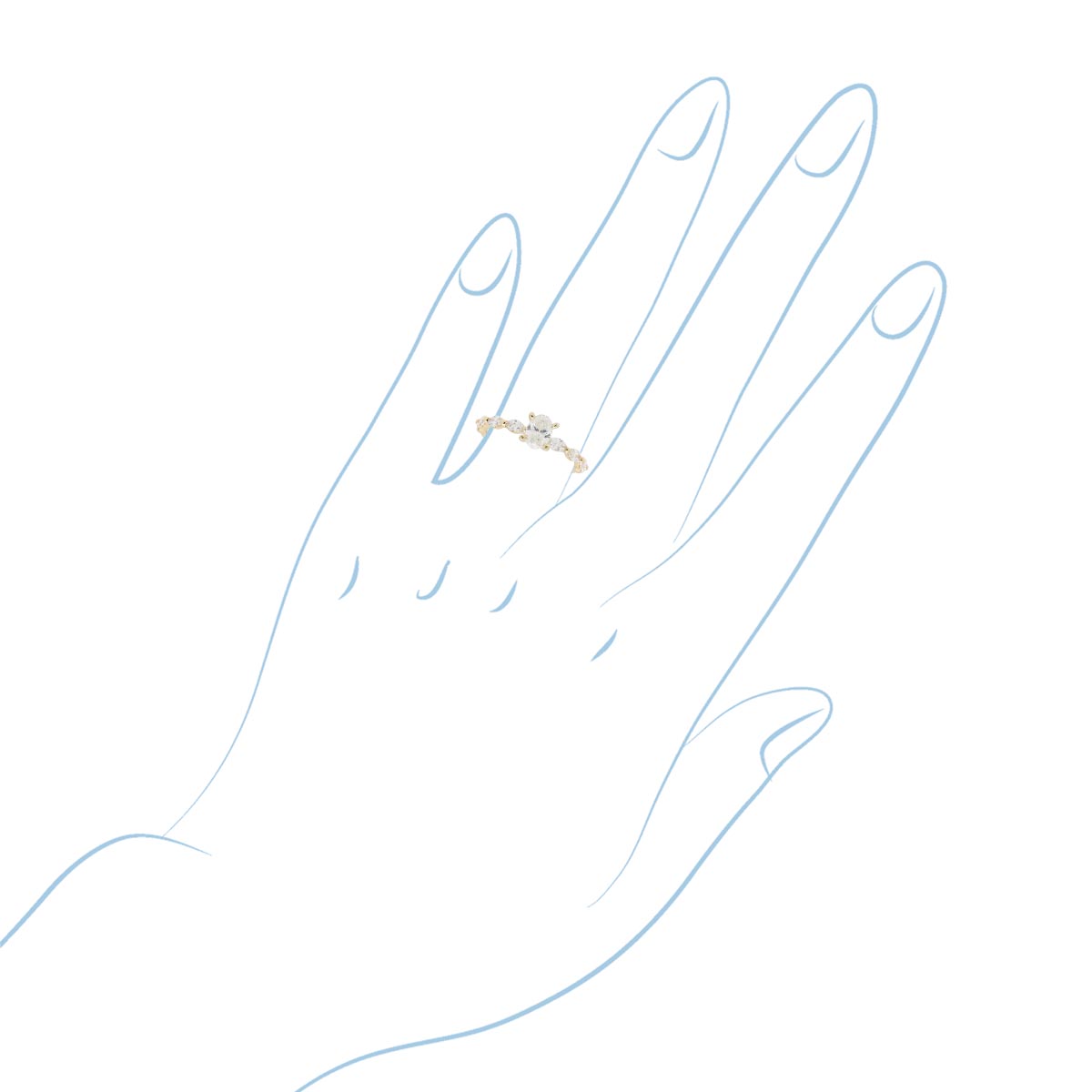 Northern Star Oval Diamond Engagement Ring in 14kt Yellow Gold (1ct tw)