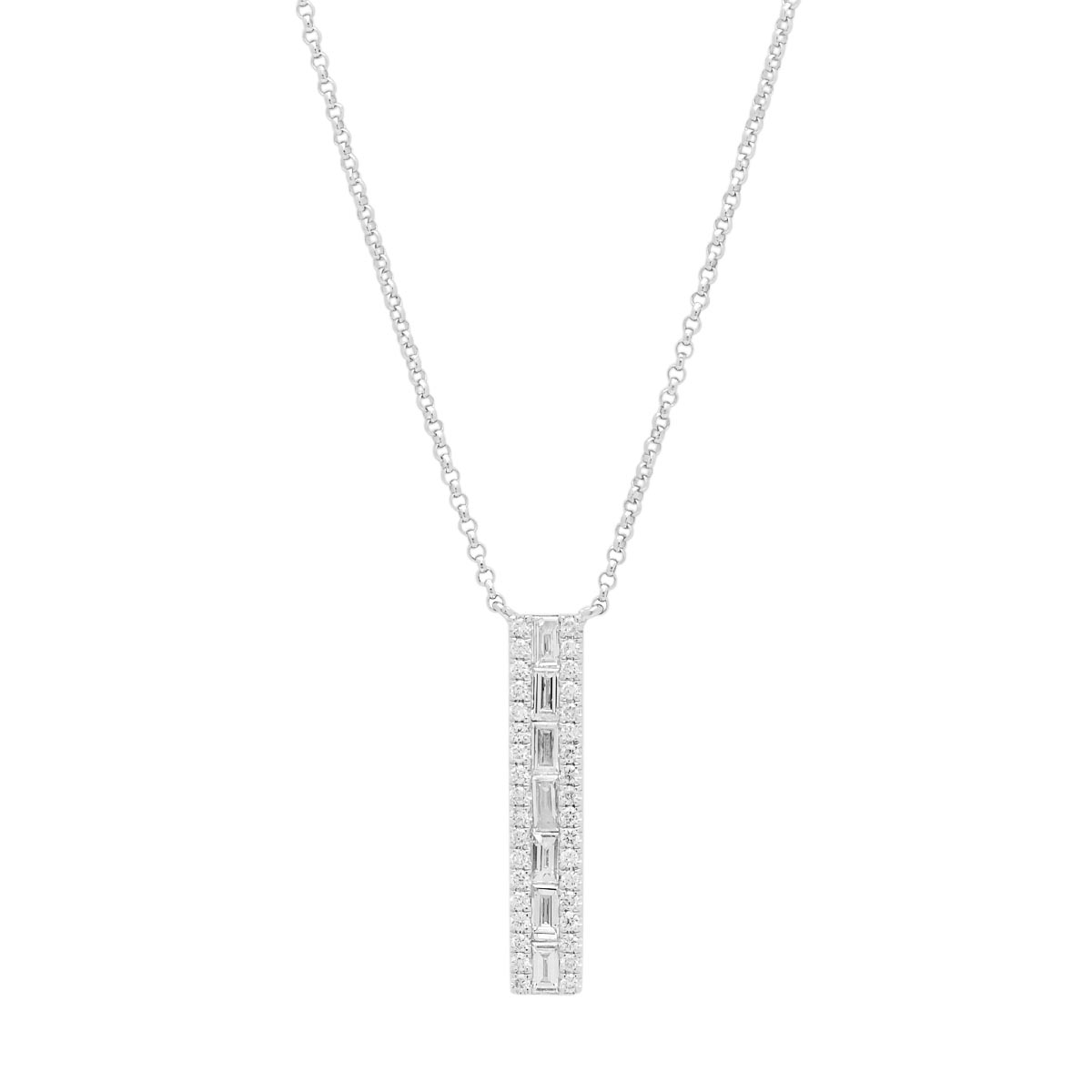 Baguette Diamond Bar Necklace in 14kt White Gold (3/8ct tw)