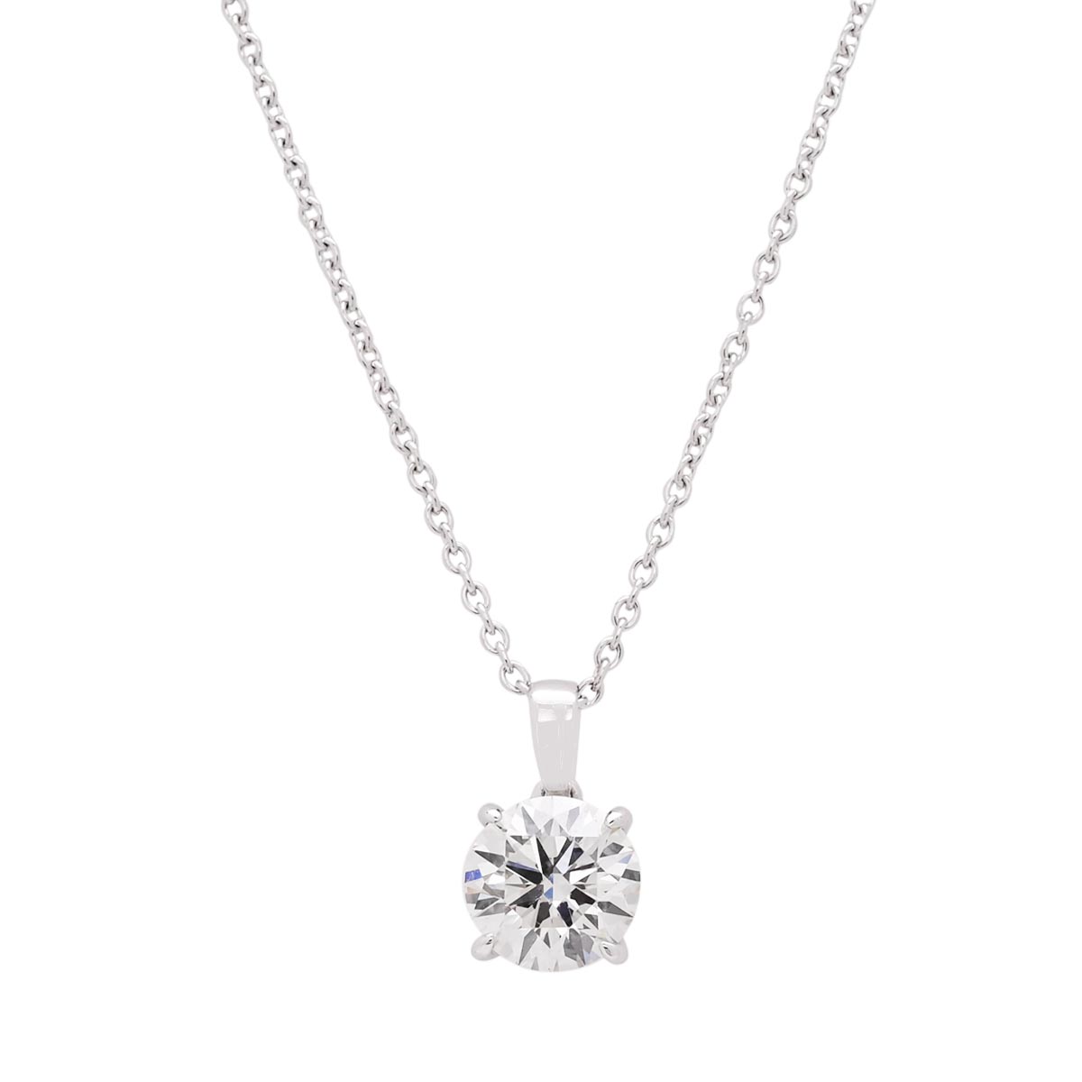 Lab Grown Diamond Solitaire Necklace in 14kt White Gold (1ct)