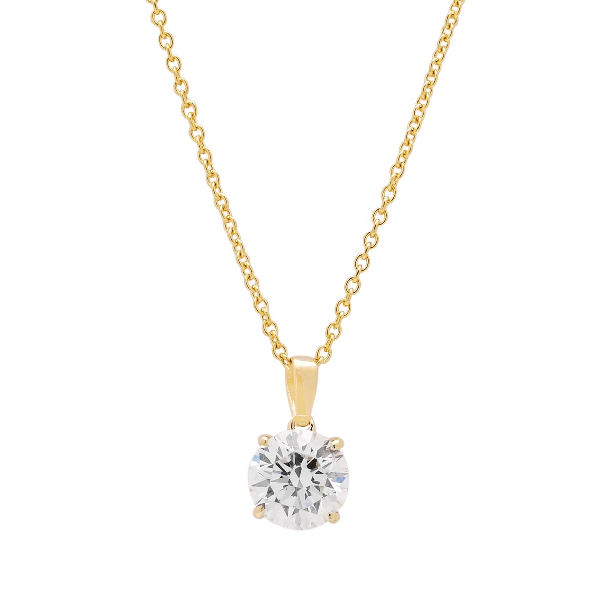 Lab Grown Diamond Solitaire Pendant in 14kt Yellow Gold (1ct)