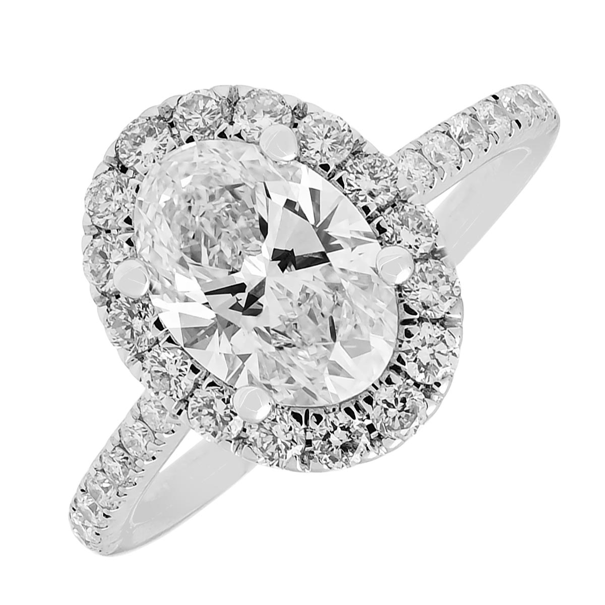 Lab Grown Oval Diamond Halo Engagement Ring in 14kt White Gold (2ct tw)