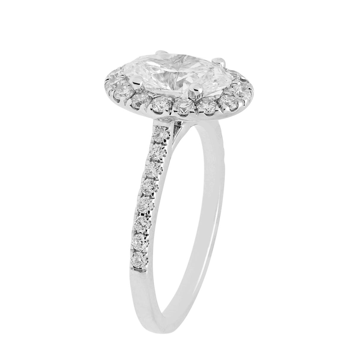 Lab Grown Oval Diamond Halo Engagement Ring in 14kt White Gold (2ct tw)