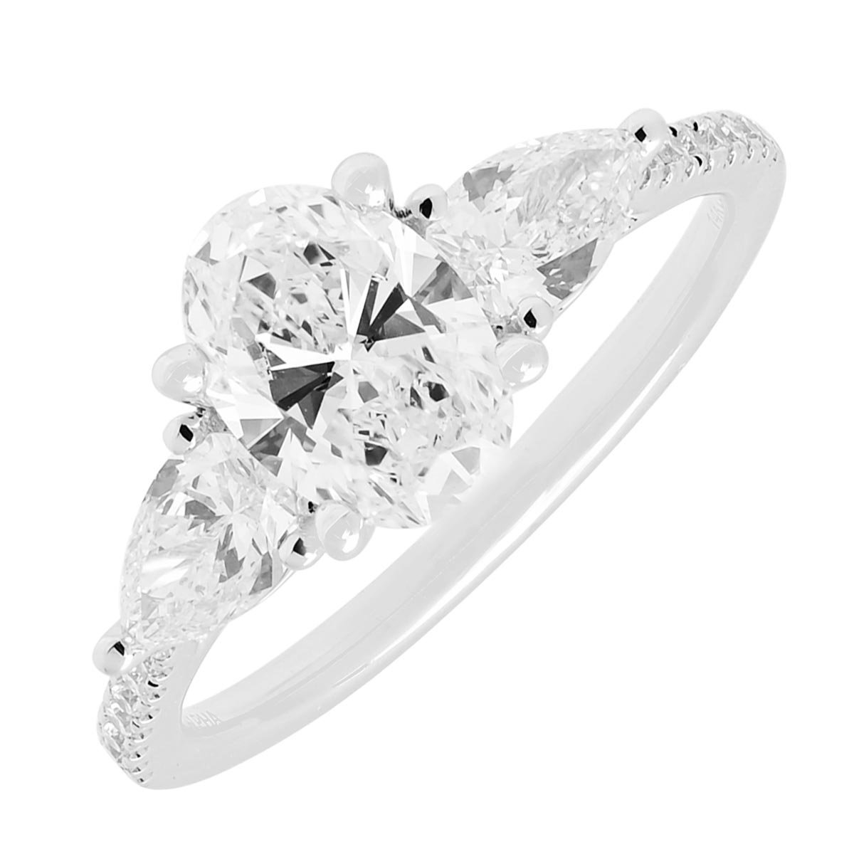 Lab Grown Oval and Pear Shape Diamond Engagement Ring in 14kt White Gold (1 5/8ct tw)
