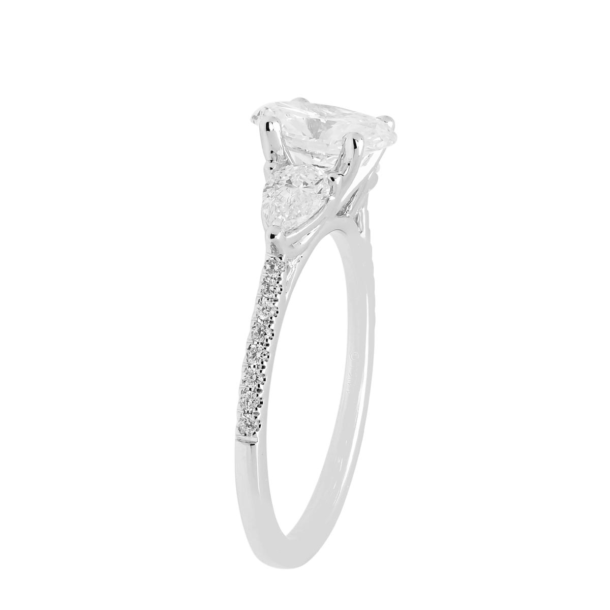 Lab Grown Oval and Pear Shape Diamond Engagement Ring in 14kt White Gold (1 5/8ct tw)