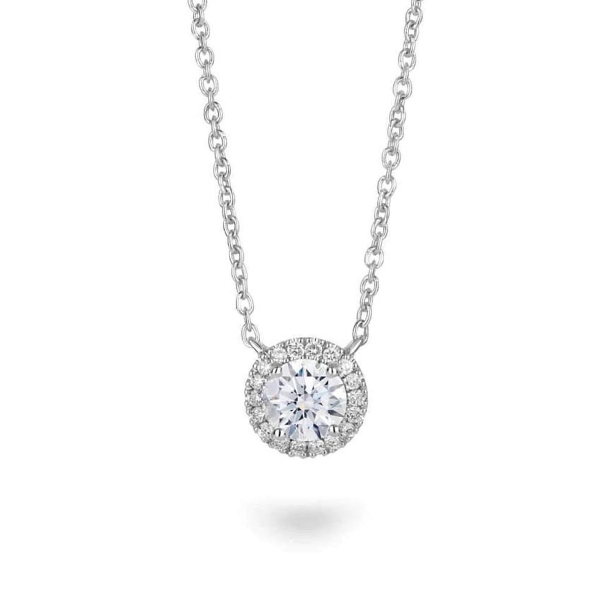 Lightbox Lab Grown Diamond Halo Necklace in 14kt White Gold (1ct tw)