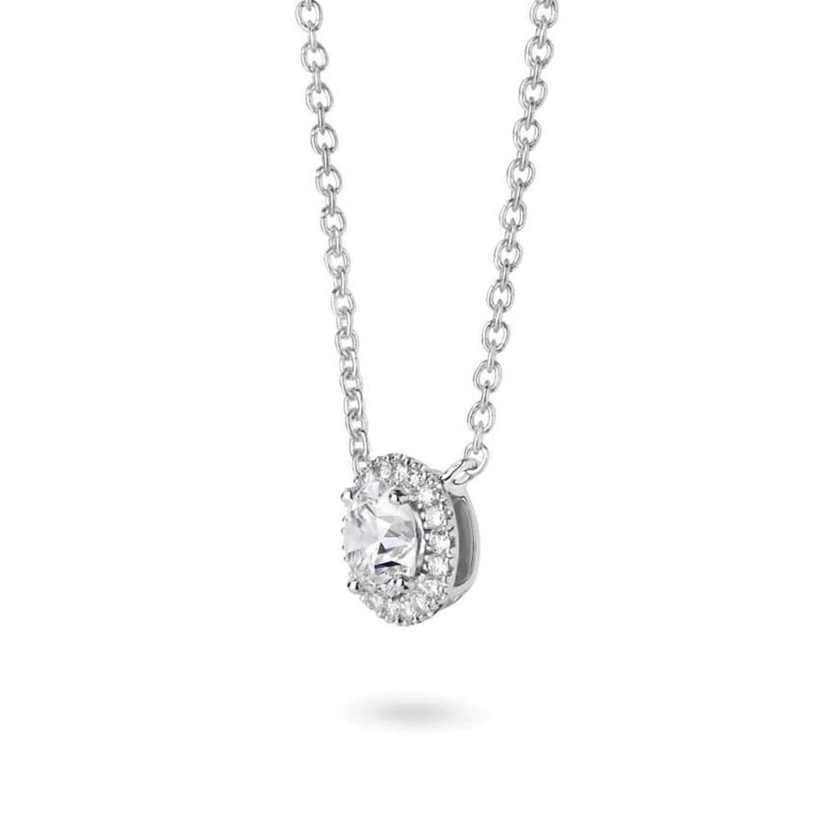 Lightbox Lab Grown Diamond Halo Necklace in 14kt White Gold (1ct tw)