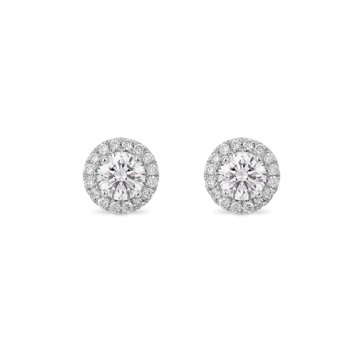 Lightbox Lab Grown Diamond Halo Earrings in 14kt White Gold (1ct tw)