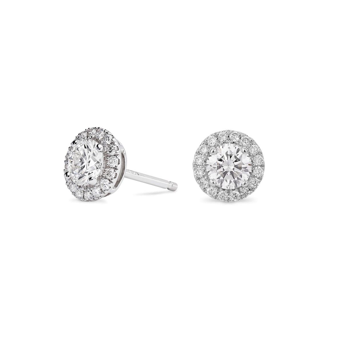 Lightbox Lab Grown Diamond Halo Earrings in 14kt White Gold (1ct tw)