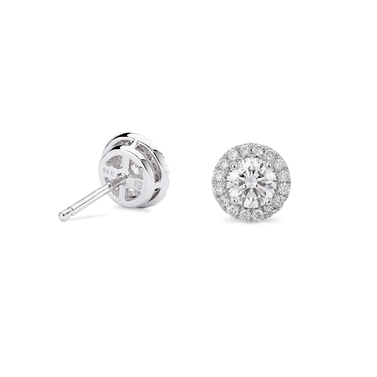 Lightbox Lab Grown Diamond Halo Earrings in 14kt White Gold (1ct tw)