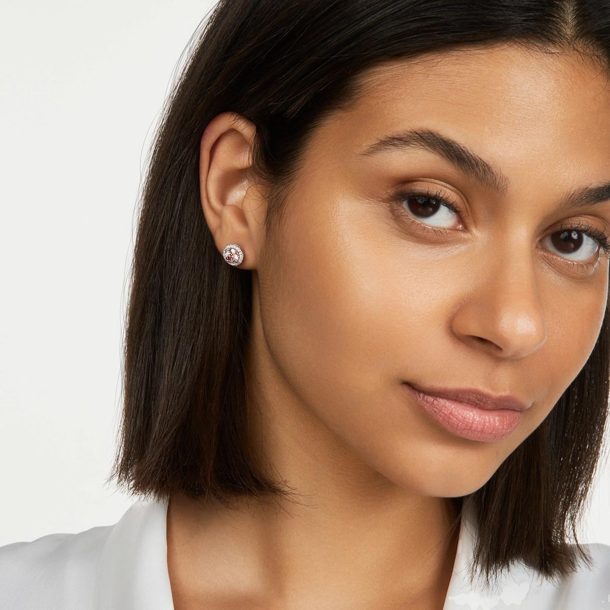 Lightbox Lab Grown Pink Diamond Halo Earrings in 14kt White Gold (1ct tw)