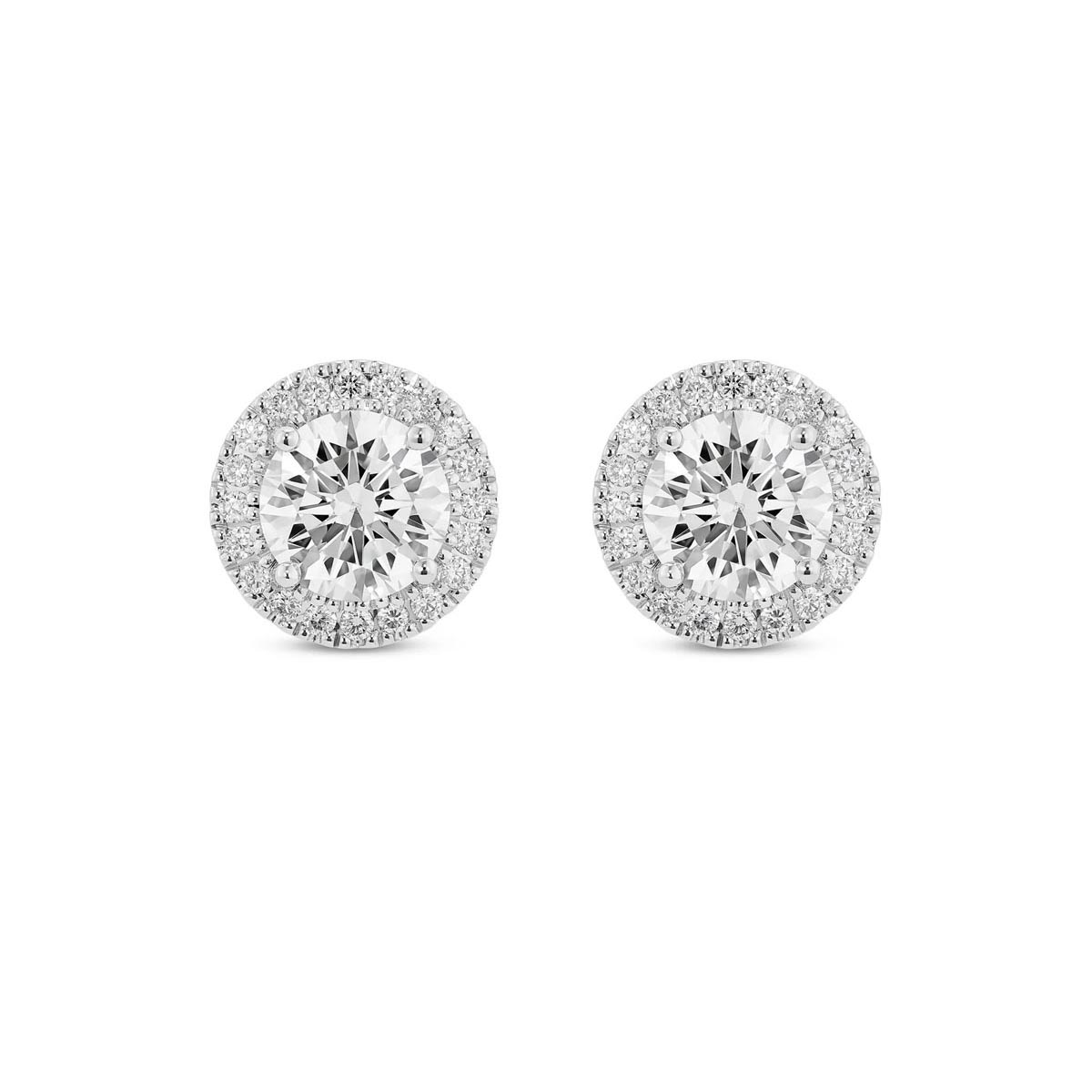 Lightbox Lab Grown Diamond Halo Earrings in 14kt White Gold (2ct tw)