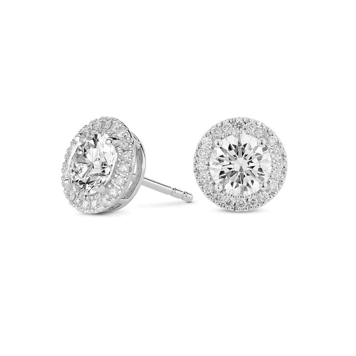 Lightbox Lab Grown Diamond Halo Earrings in 14kt White Gold (2ct tw)