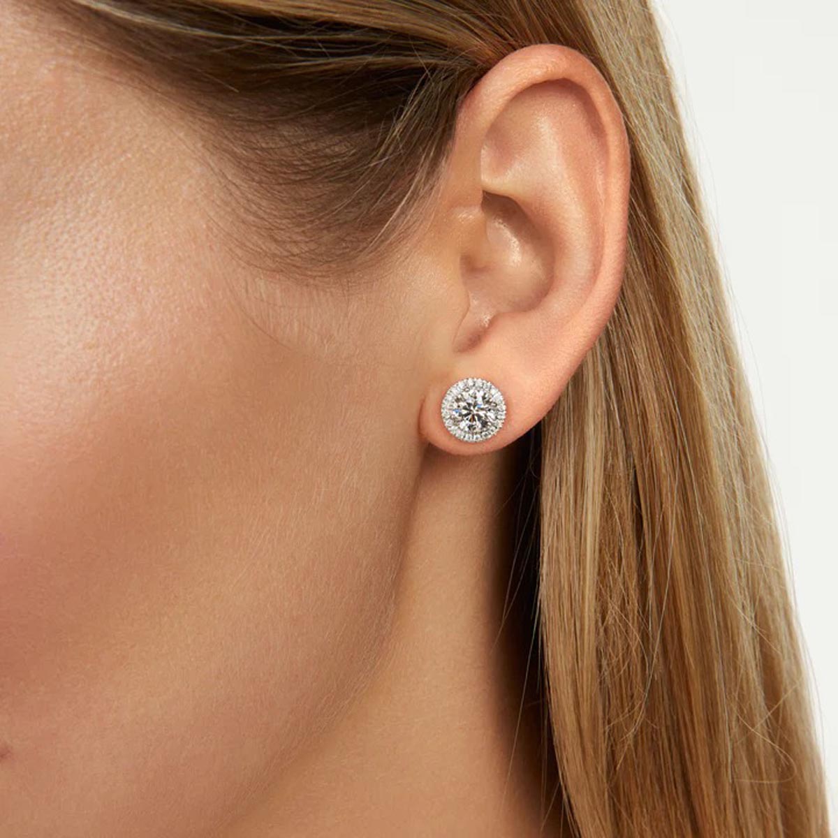 Lightbox Lab Grown Diamond Halo Earrings in 14kt White Gold (2ct tw)