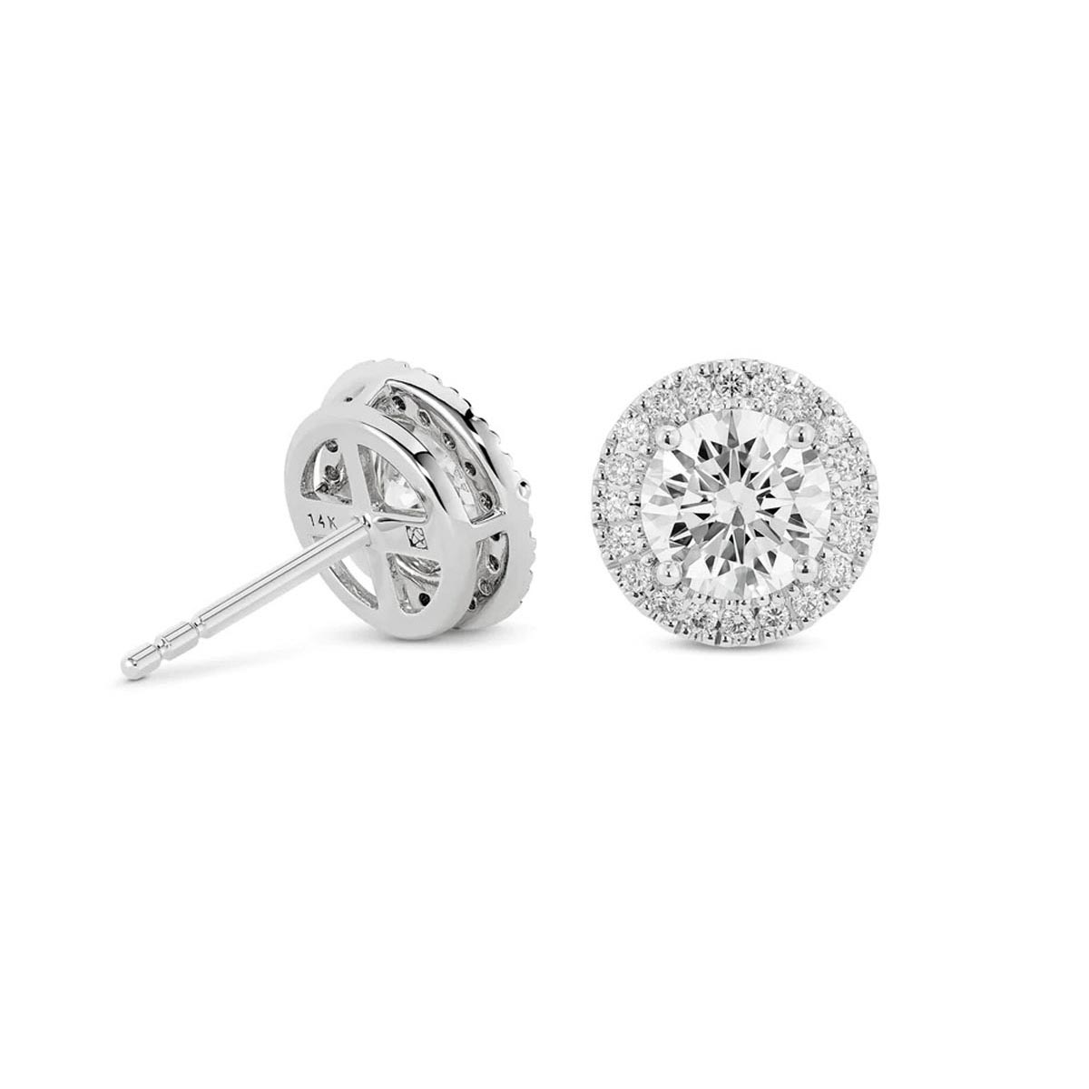 Lightbox Lab Grown Diamond Halo Earrings in 14kt White Gold (2ct tw)