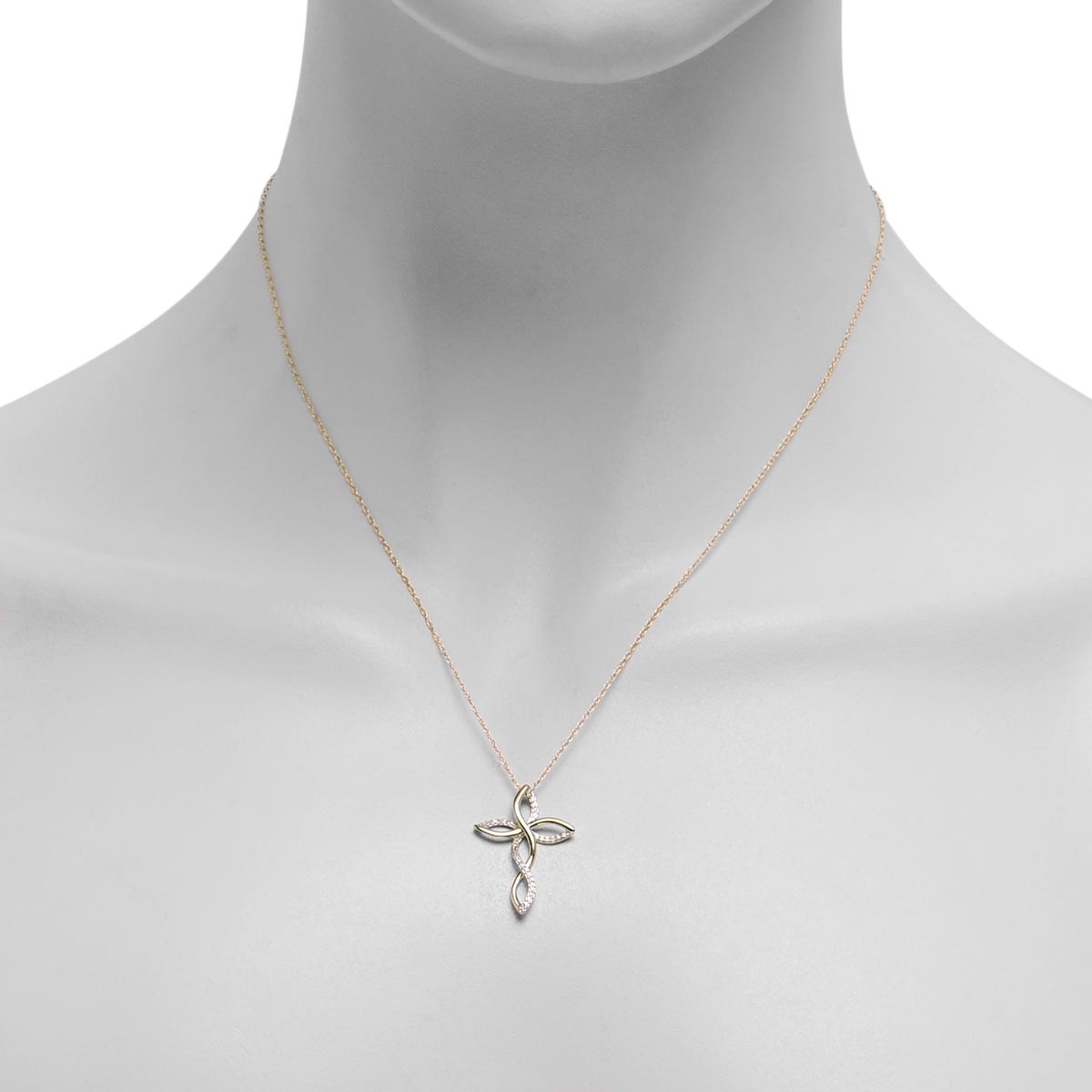 Diamond Cross Necklace in 10kt Yellow Gold (1/10ct tw)