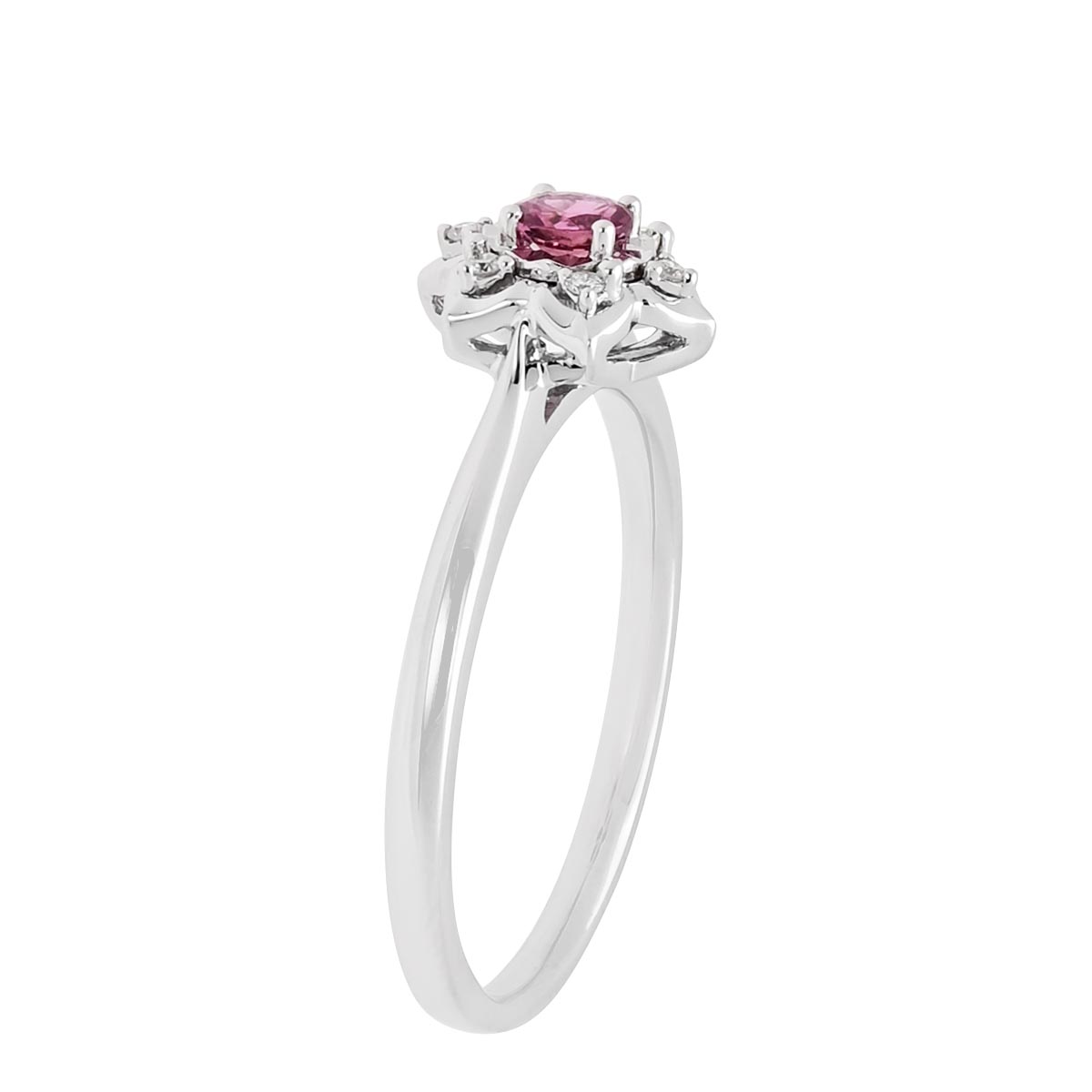 Maine Pink Tourmaline Ring in 14kt White Gold with Diamonds (.03ct tw)