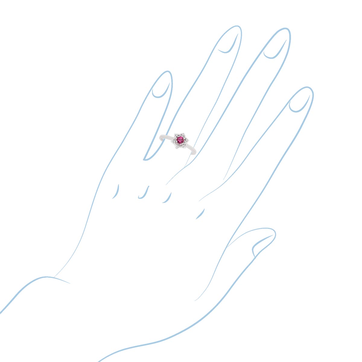 Maine Pink Tourmaline Ring in 14kt White Gold with Diamonds (.03ct tw)