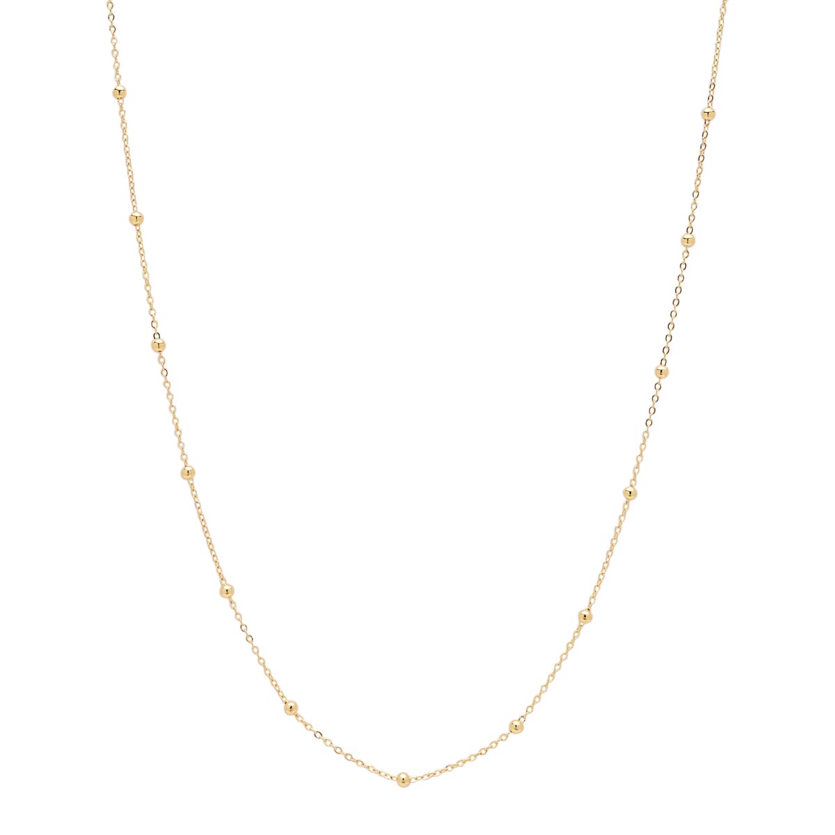 Bead Station Necklace in 14kt Yellow Gold