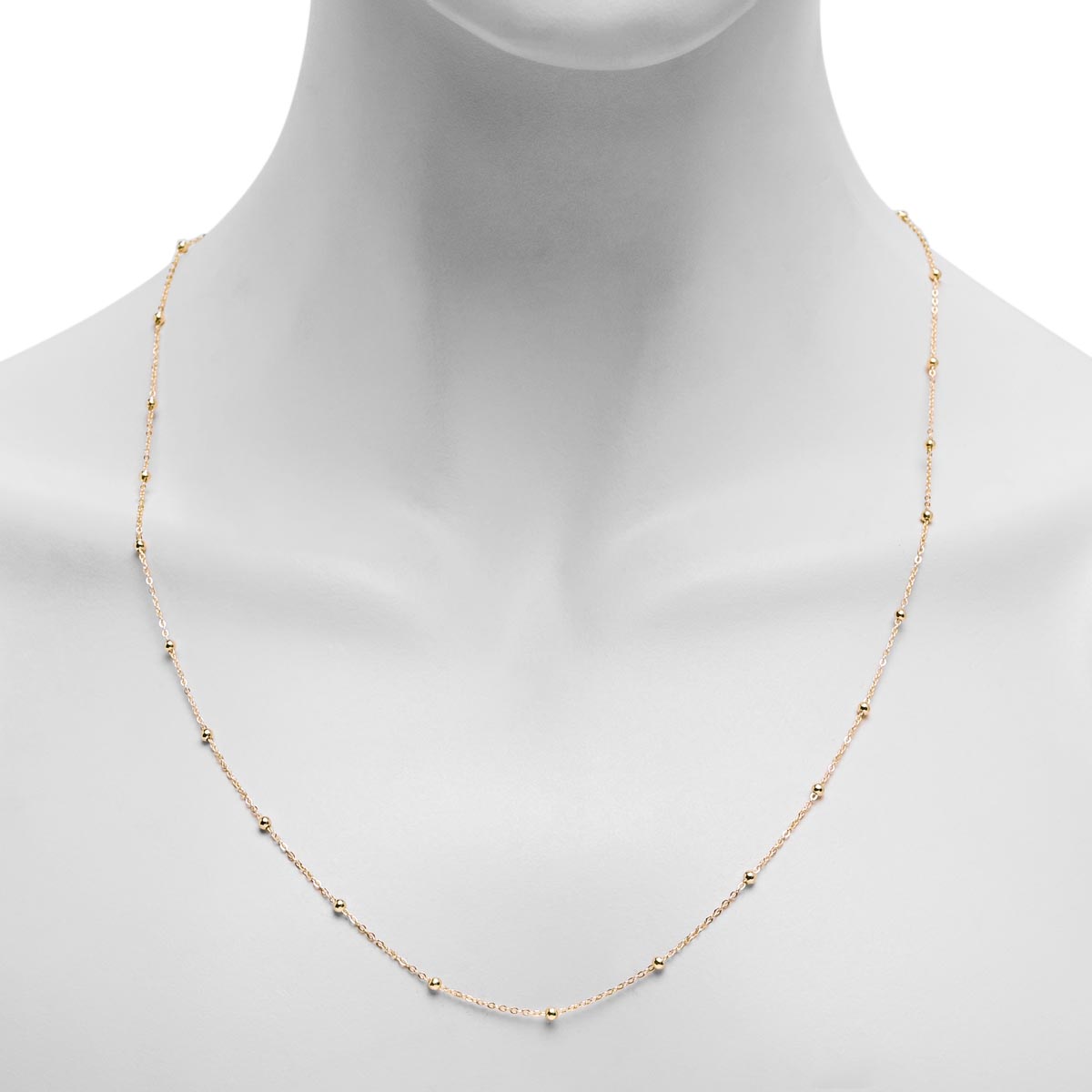 Bead Station Necklace in 14kt Yellow Gold
