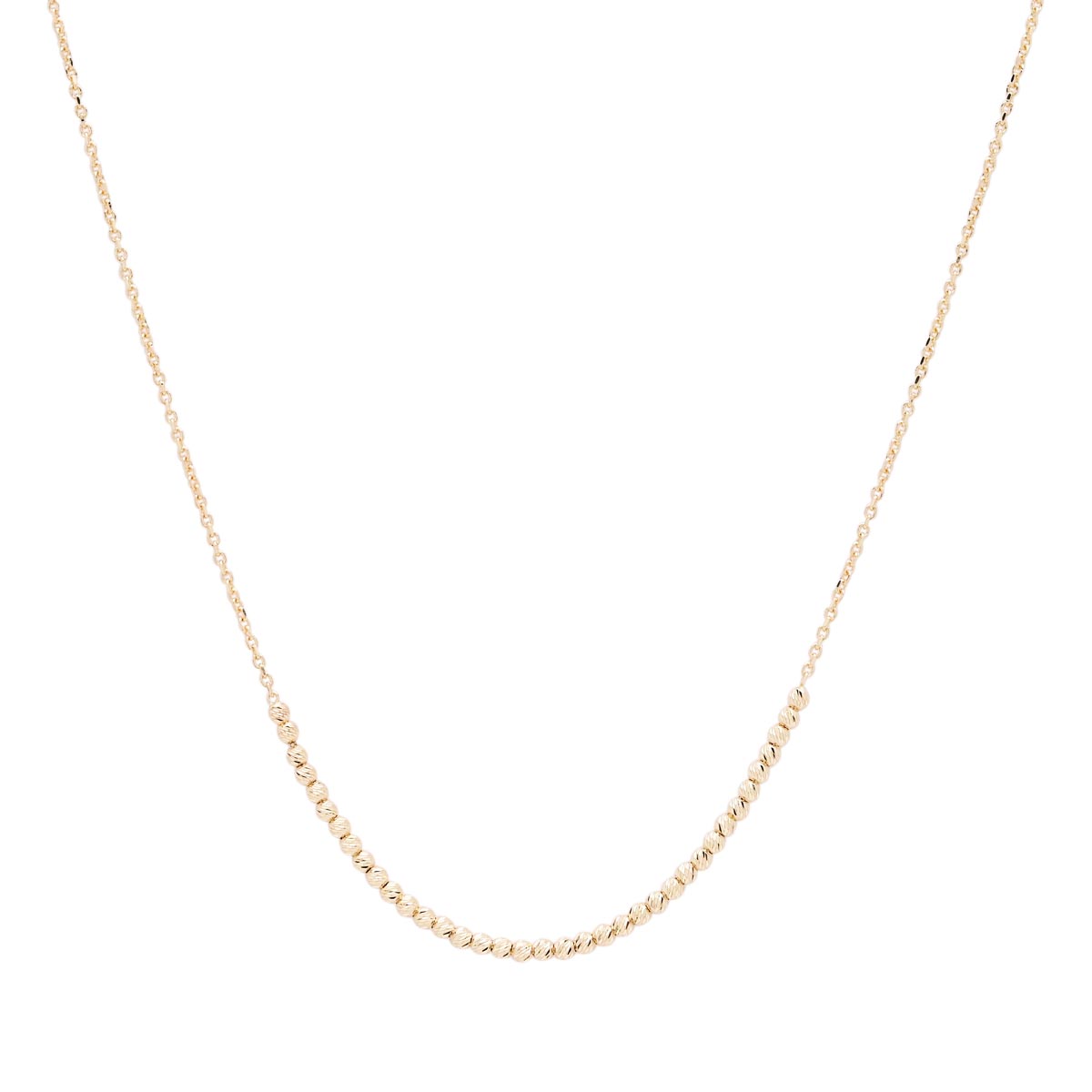 Diamond Cut Bead Necklace in 14kt Yellow Gold