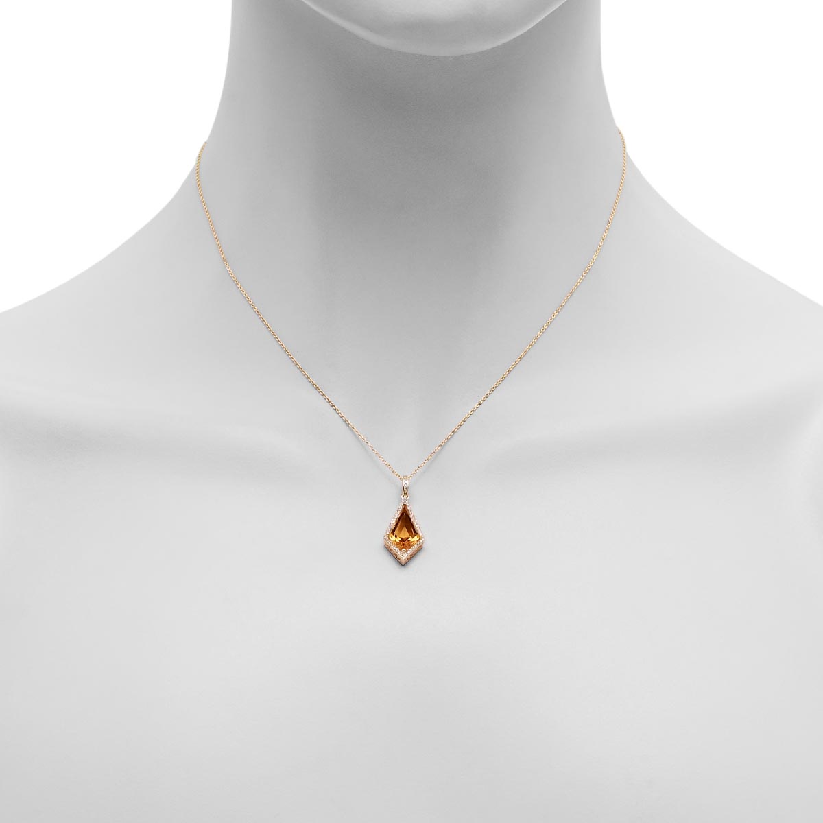 Madison L Kite Shape Citrine Necklace in 14kt Yellow Gold with Diamonds (1/10ct tw)
