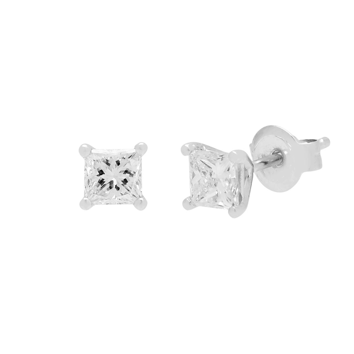 Princess Cut Diamond Stud Earrings in 14kt White Gold (5/8ct tw)