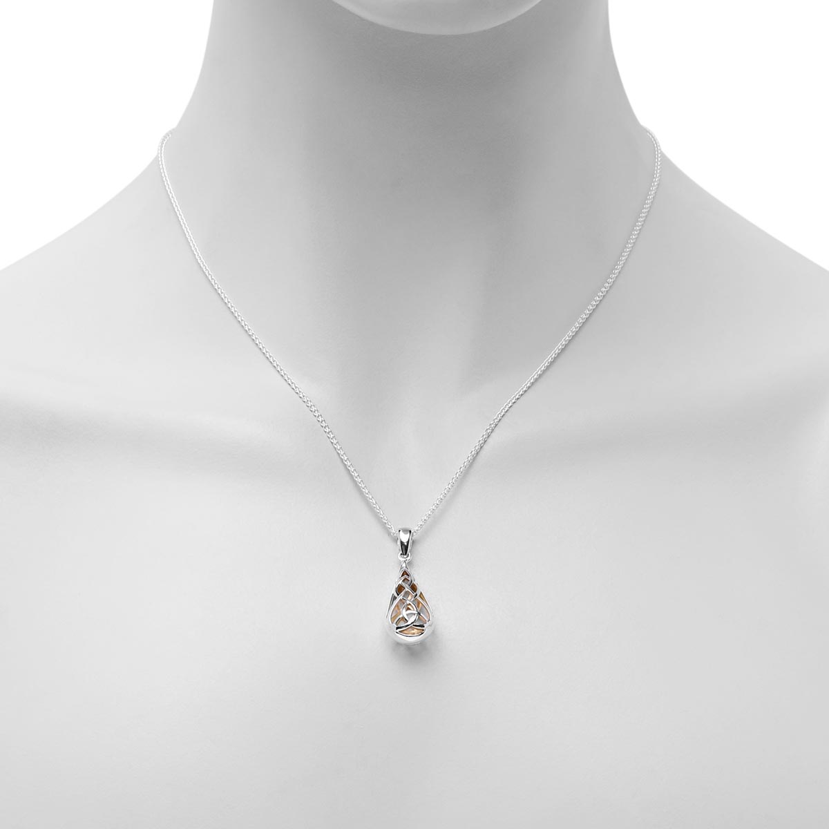 Keith Jack Trinity Teardrop Necklace in Sterling Silver with 22kt Yellow Gold