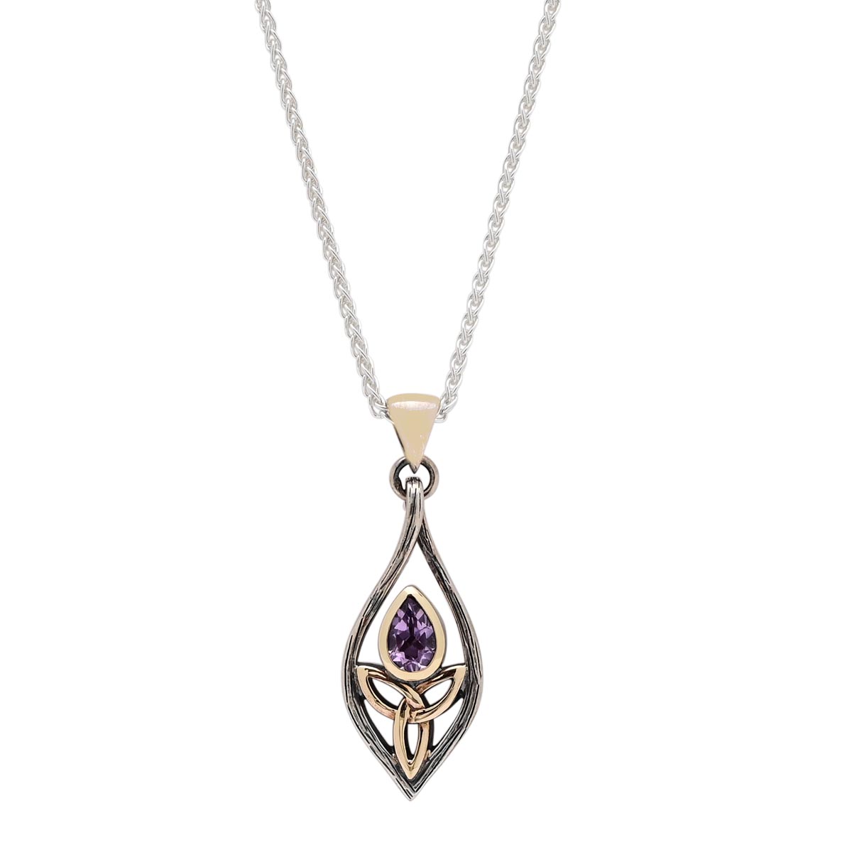 Keith Jack Amethyst Guardian Angel Necklace in Sterling Silver and 10kt Yellow Gold