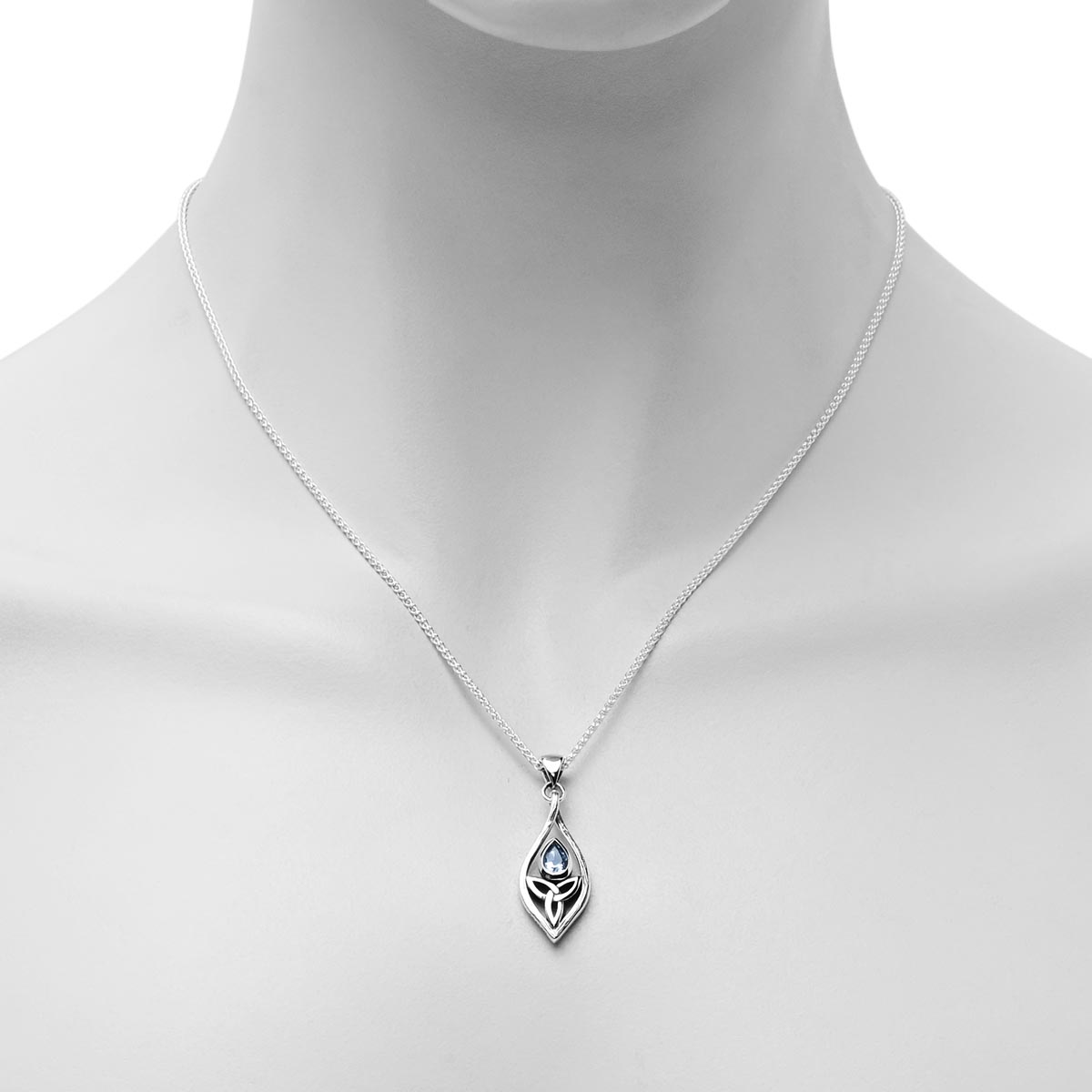 Keith Jack Blue Topaz Guardian Angel Necklace in Sterling Silver