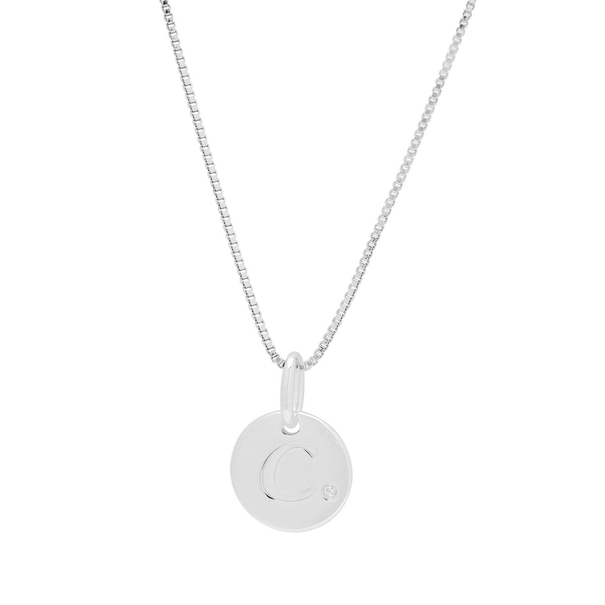 Diamond Initial C Necklace in Sterling Silver (.01ct)