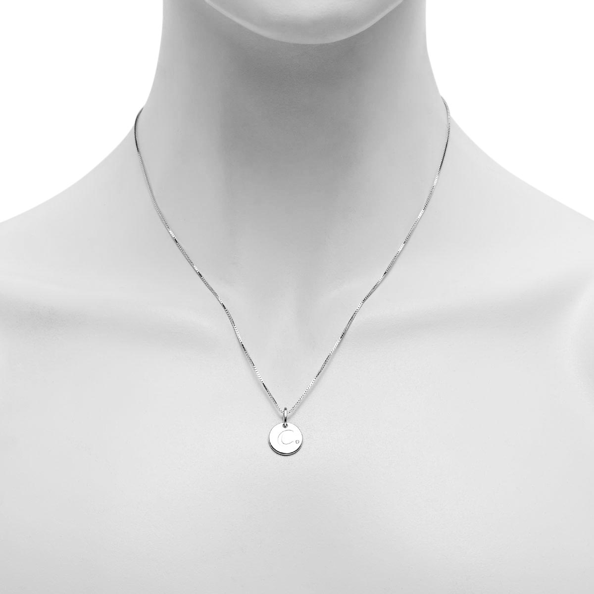 Diamond Initial C Necklace in Sterling Silver (.01ct)