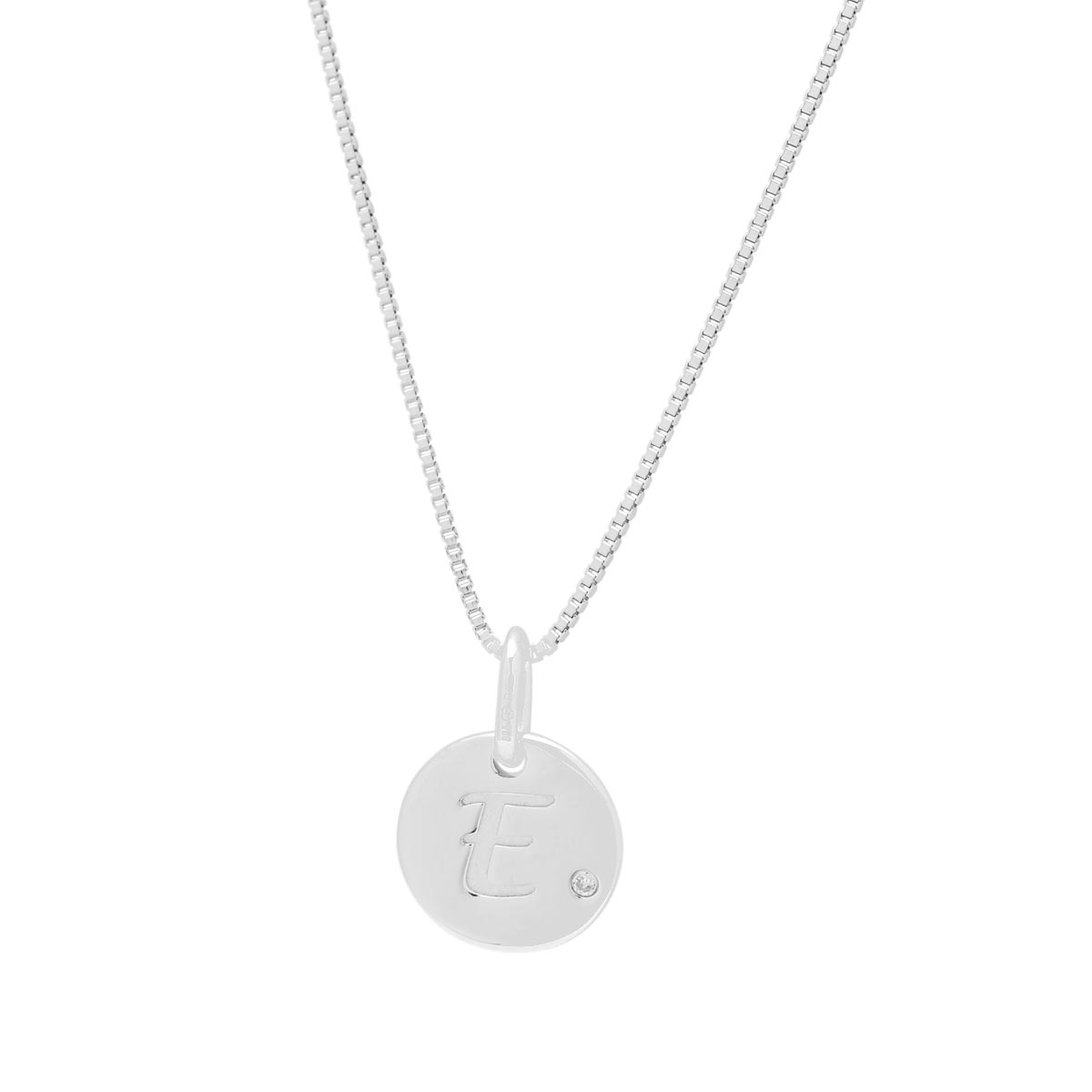 Diamond Initial E Necklace in Sterling Silver (.01ct)