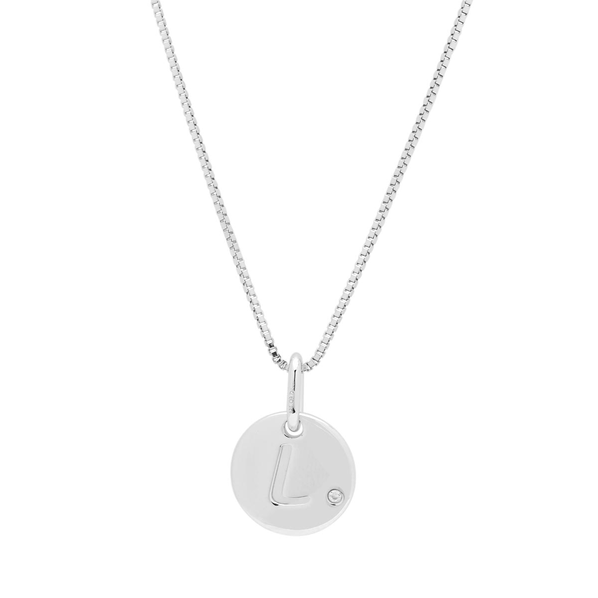 Diamond Initial L Necklace in Sterling Silver (.01ct)