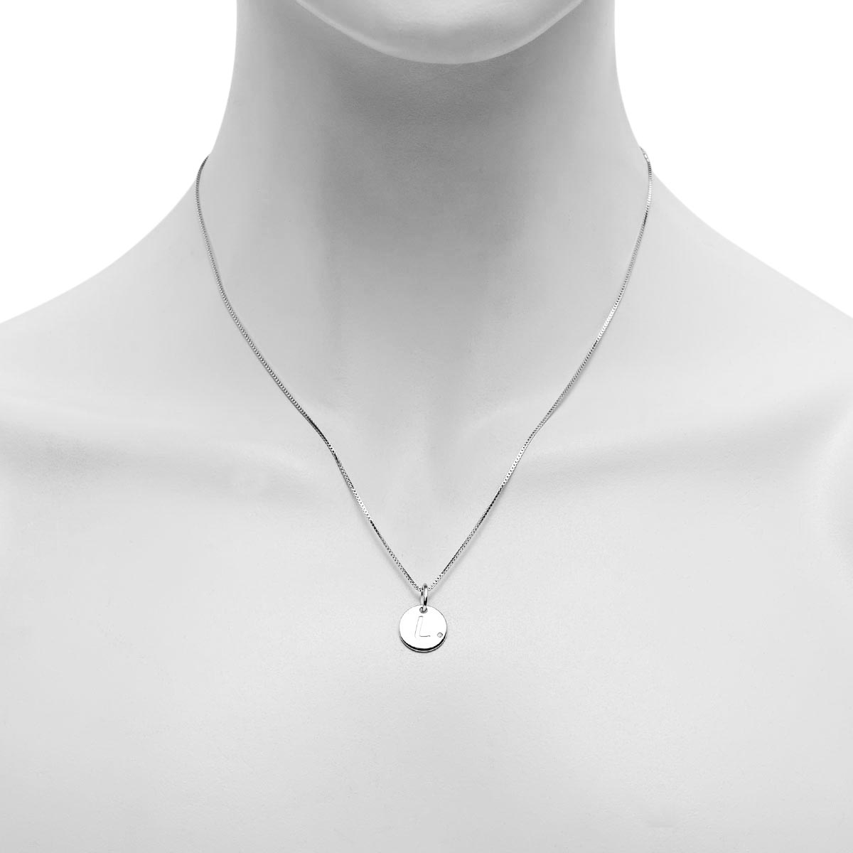 Diamond Initial L Necklace in Sterling Silver (.01ct)