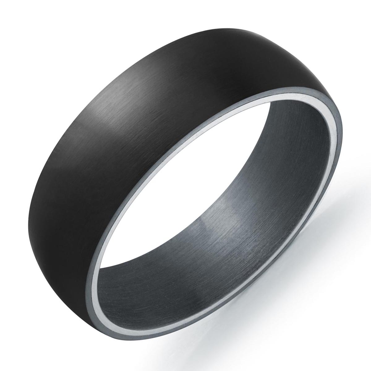 Mens Wedding Band in Tantalum and Carbon Fiber (7mm)
