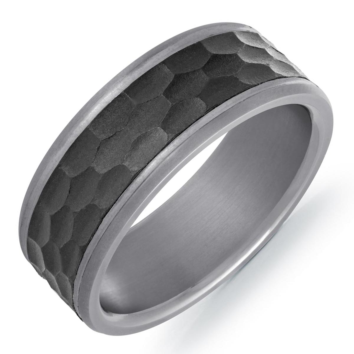 Mens Wedding Band in Tantalum and Carbon Fiber (8mm)