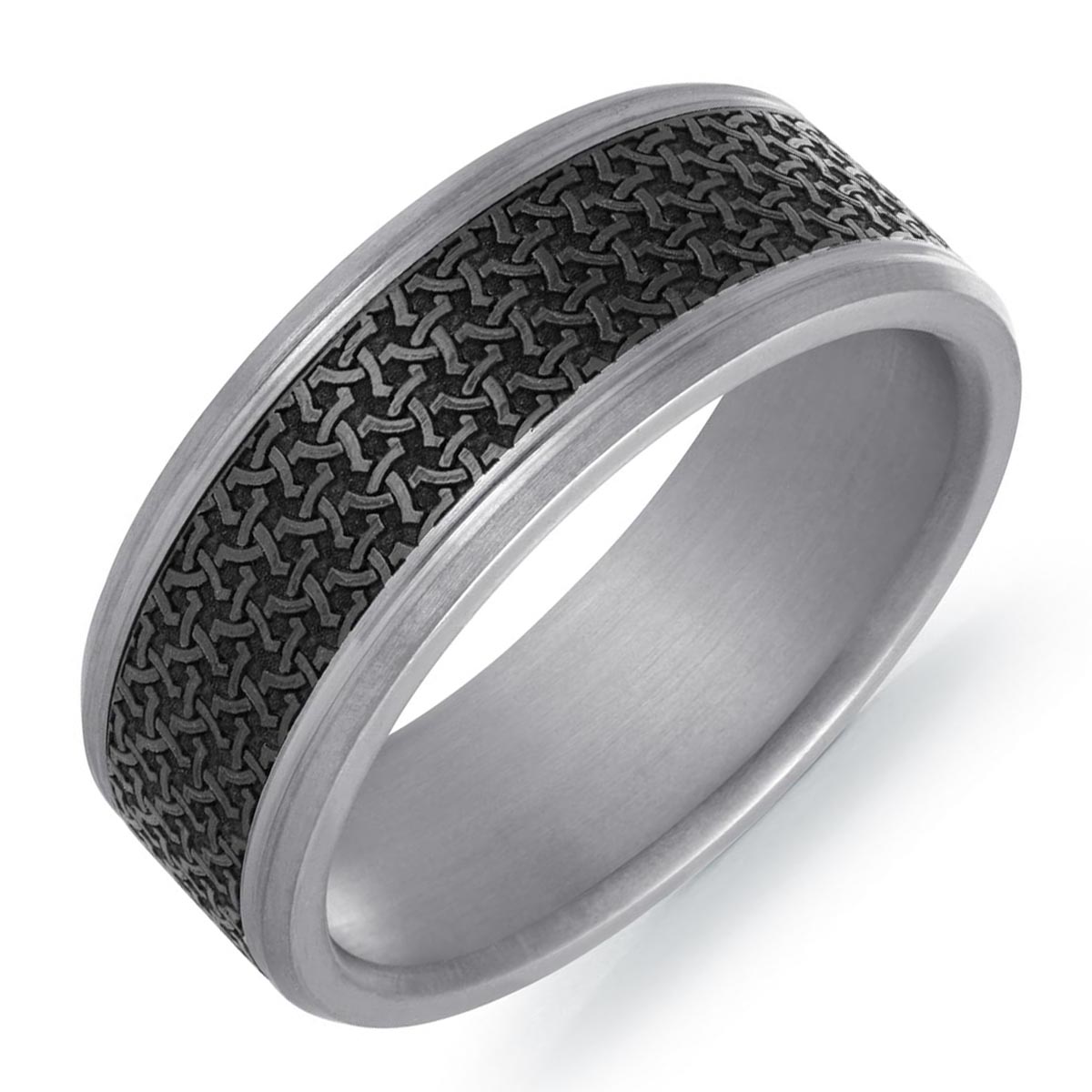 Mens Wedding Band in Tantalum and Carbon Fiber (8mm)