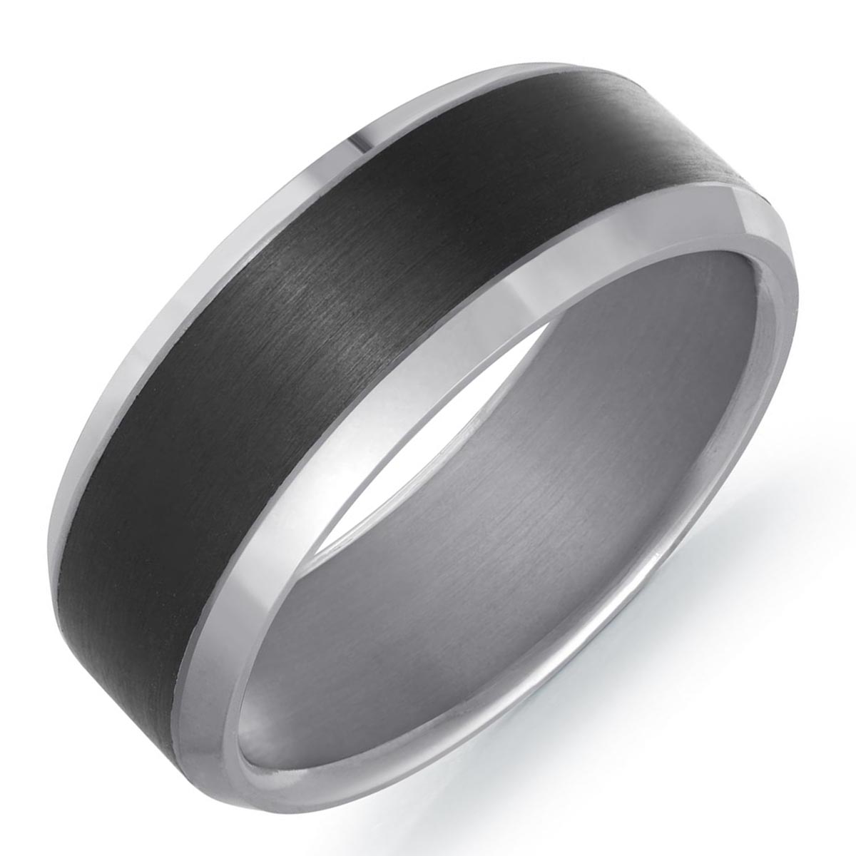 Mens Wedding Band in Tantalum and Carbon Fiber