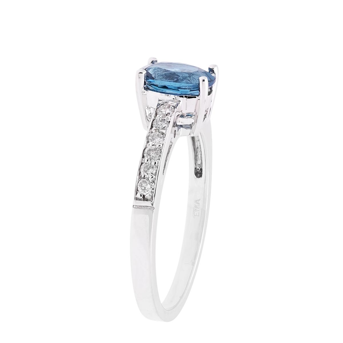 Oval London Blue Topaz Ring in 14kt White Gold with Diamonds (1/7ct tw)