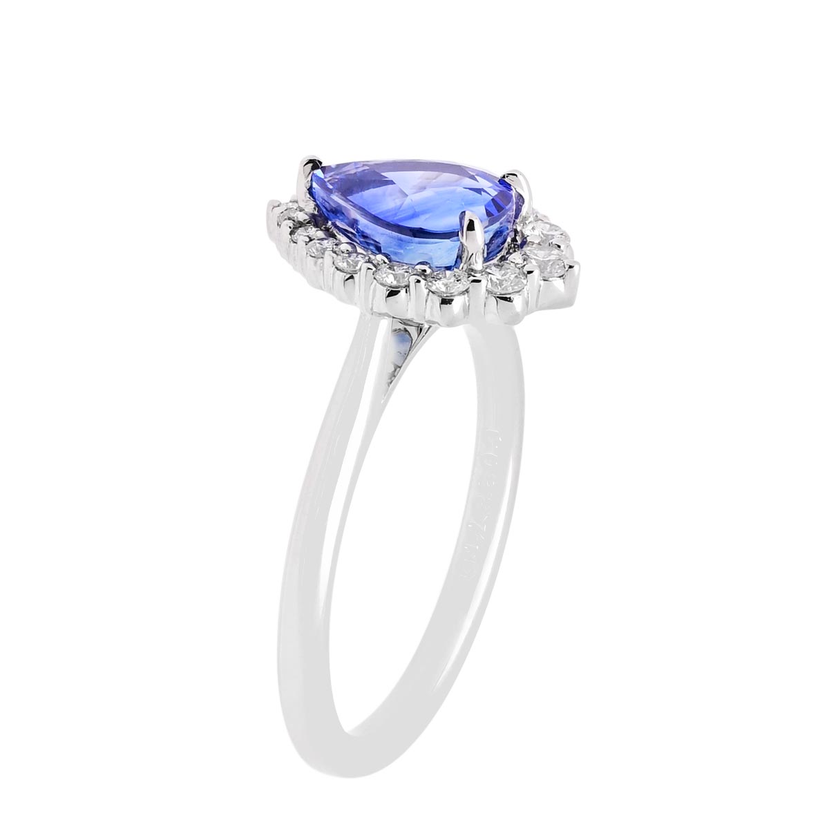 Martin Flyer Pear Shape Sapphire Ring in Platinum with Diamonds