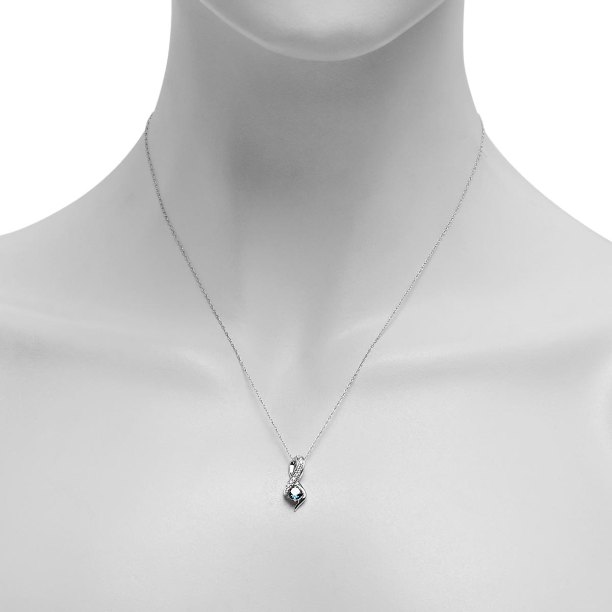 Cushion Cut Blue Diamond Infinity Necklace in 10kt White Gold (5/8ct tw)