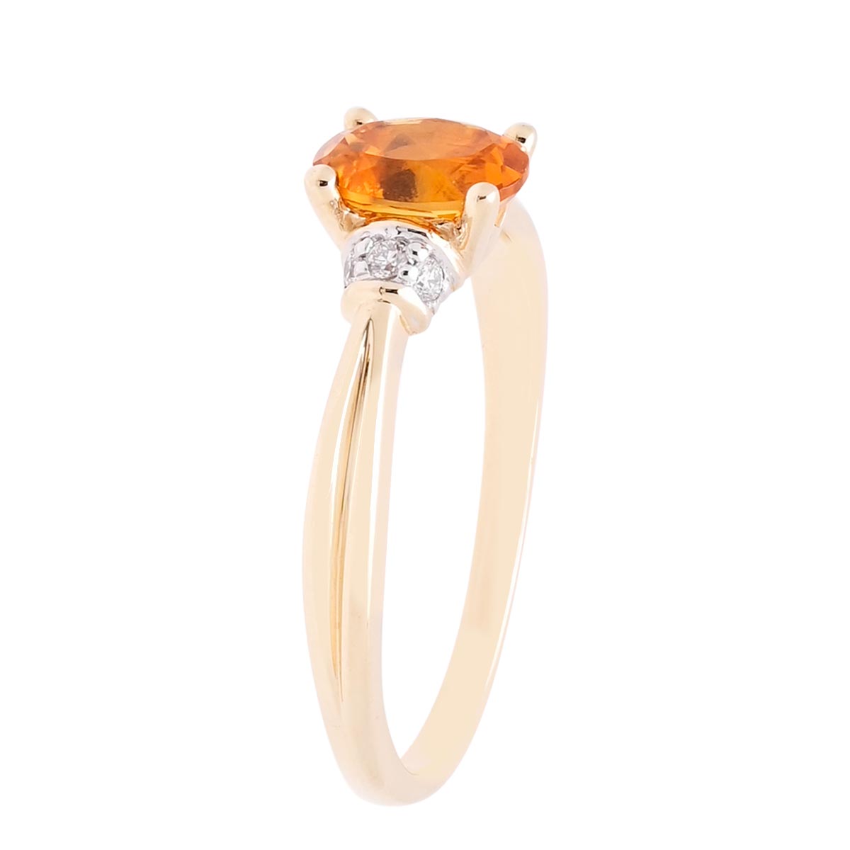 Oval Citrine Ring in 14kt Yellow Gold with Diamonds (1/20ct tw)