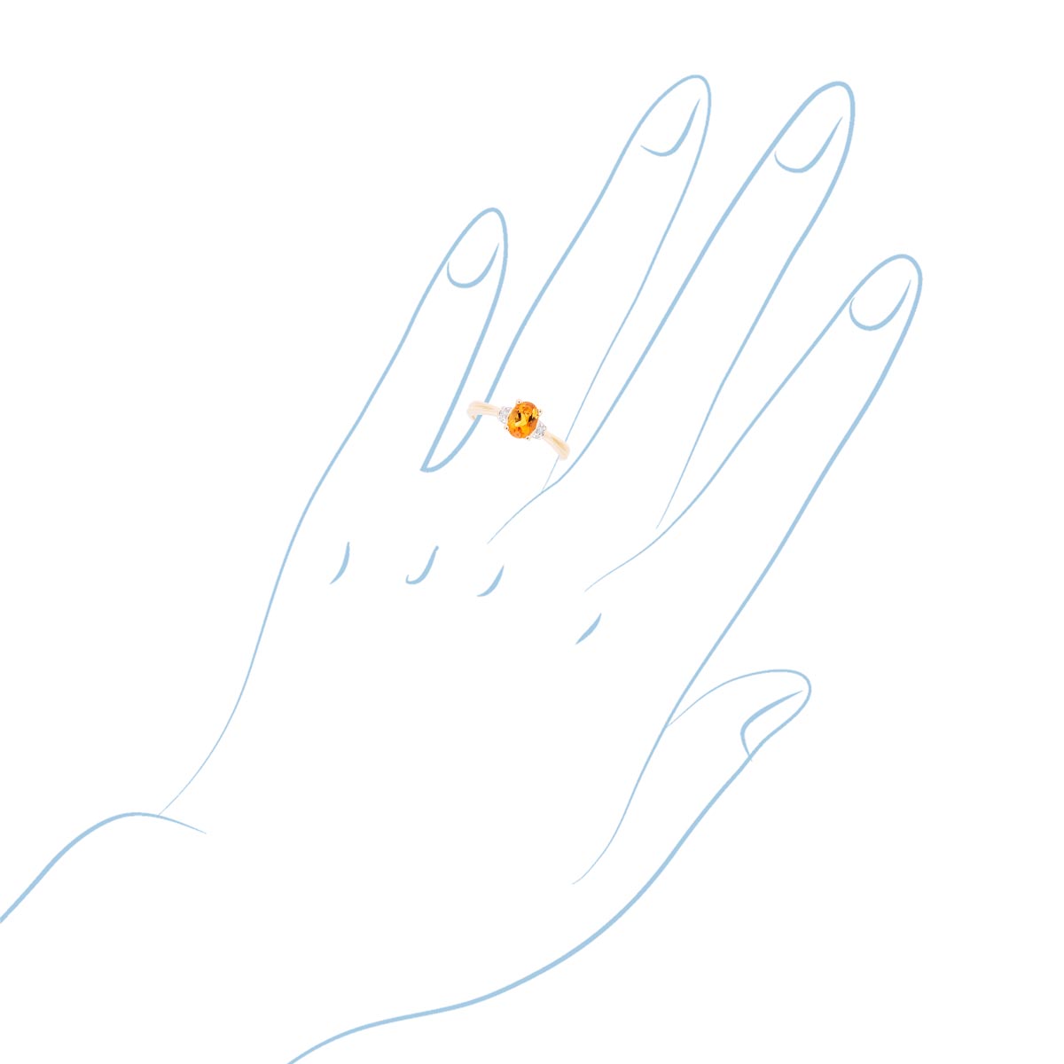 Oval Citrine Ring in 14kt Yellow Gold with Diamonds (1/20ct tw)