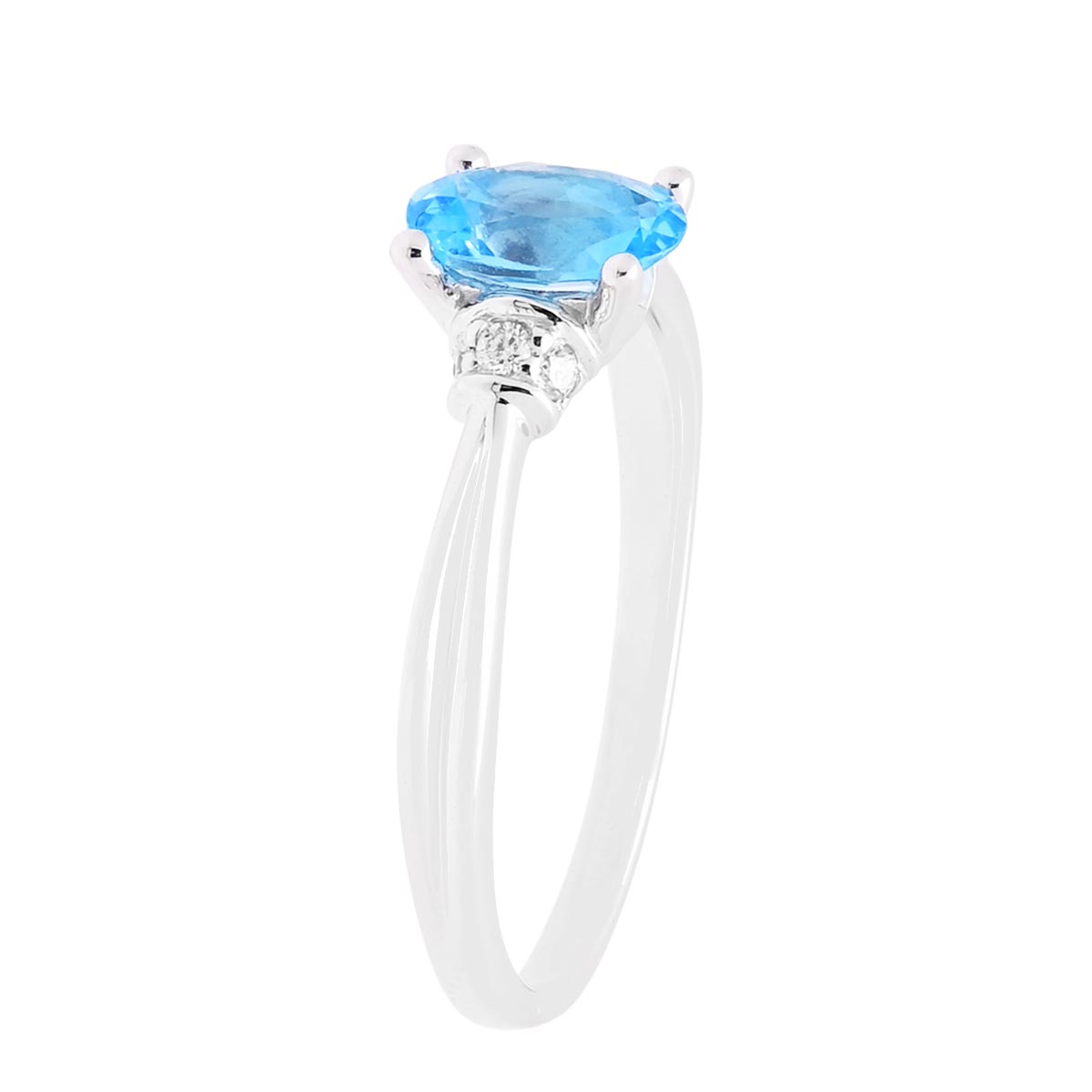 Oval Blue Topaz Ring in 14kt White Gold with Diamonds (1/20ct tw)