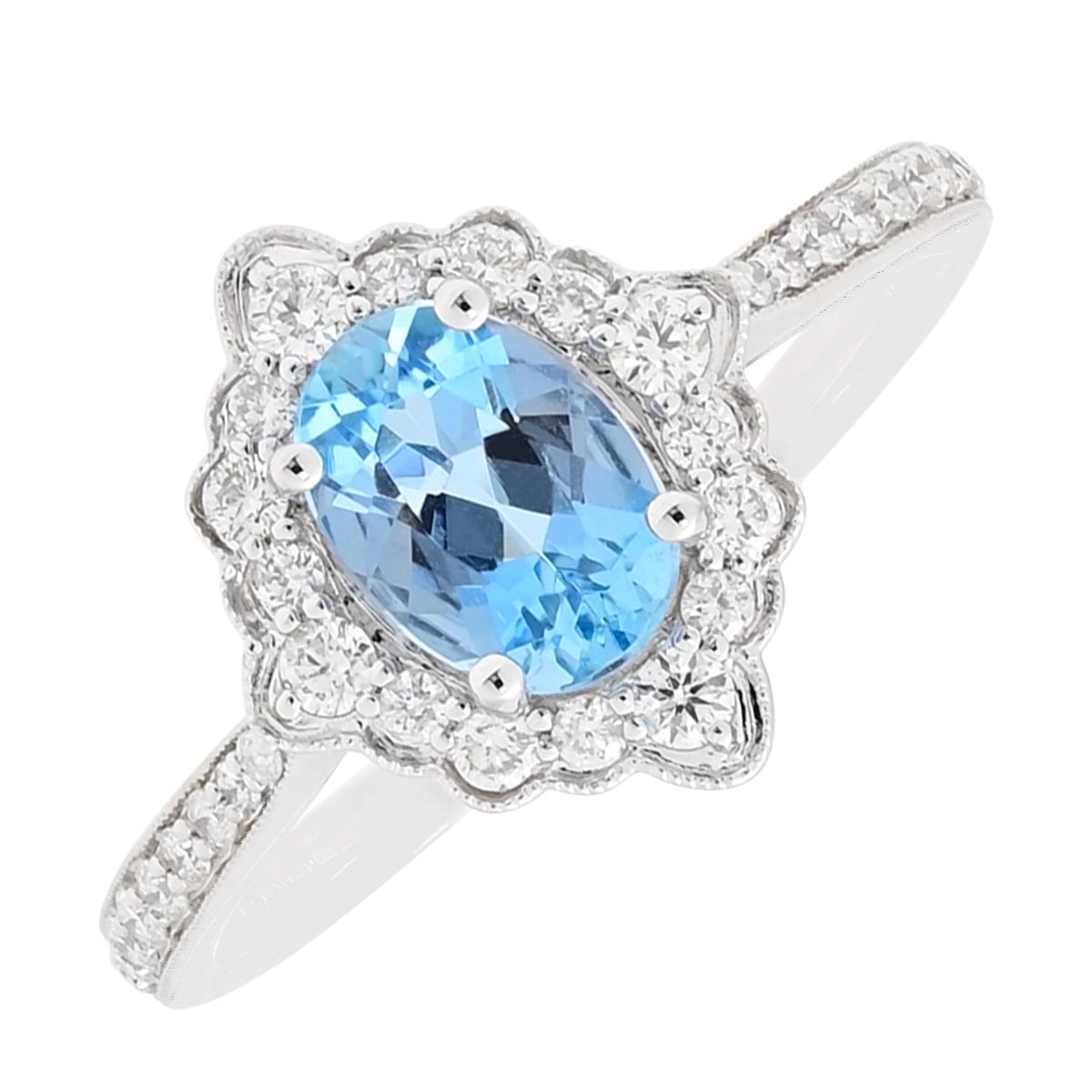 Oval Aquamarine Ring in 14kt White Gold with Diamonds (1/4ct tw)