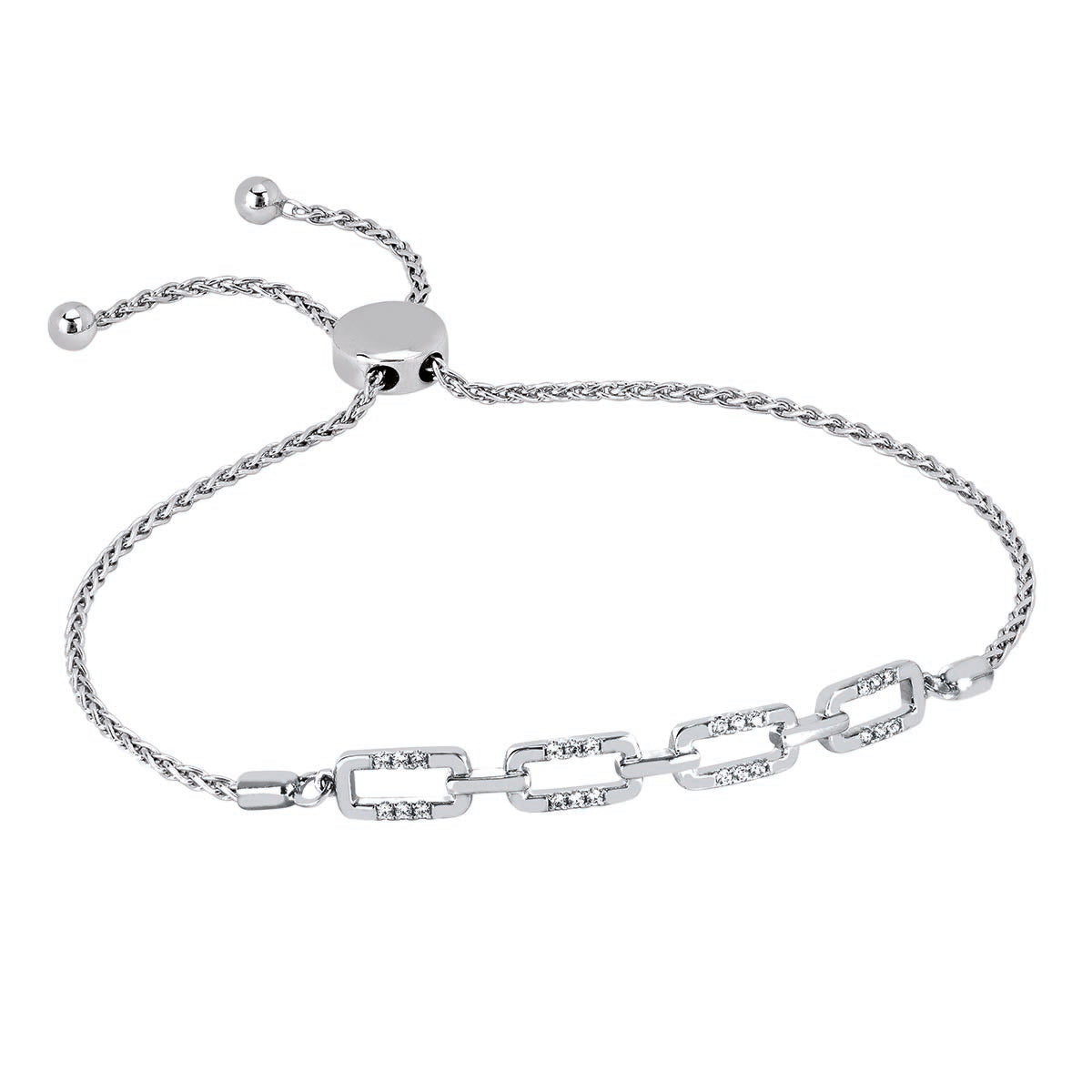 Diamond Link Bolo Bracelet in Sterling Silver (1/7ct tw)